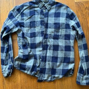 True Craft Navy and Gray Plaid Shirt flannel